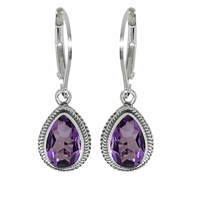 Sterling Silver Leverback Earring- Amethyst