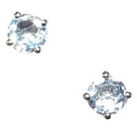 Sterling Silver Post Earrings- Round cut Blue Topaz