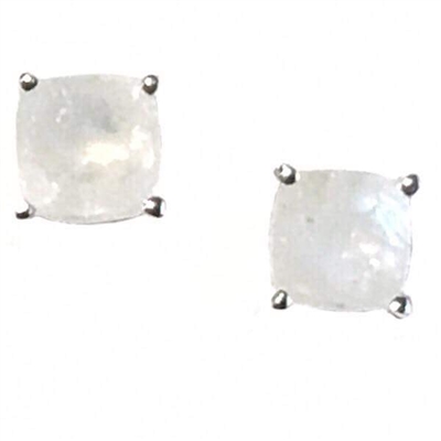 Sterling Silver Post Earrings- Round cut Moonstone