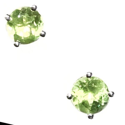 Sterling Silver Post Earrings- Round cut Peridot