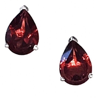 Sterling Silver Post Earrings- Pear cut Garnet