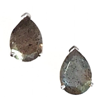 Sterling Silver Post Earrings- Pear cut Labradorite