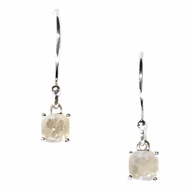 Sterling Silver Dangle Earrings- Round cut Moonstone