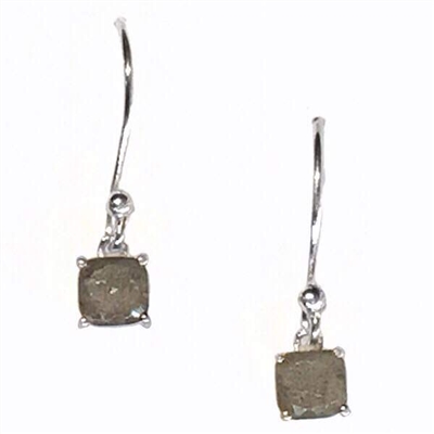 Sterling Silver Dangle Earrings- Cushion cut Labradorite