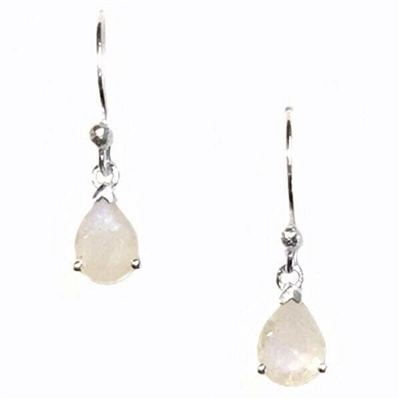 Sterling Silver Dangle Earrings- Pear cut Moonstone