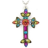 Firefly Mosaic Inlay Cross Necklace-Multi Color