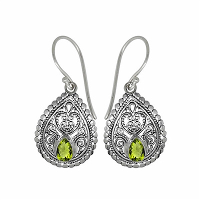 Sterling Silver Dangle Earrings- Peridot