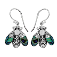 Sterling Silver Bee Earrings- Abalone