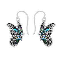 Sterling Silver Butterfly Earrings- Abalone