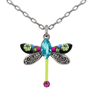 Firefly Dragonfly Pendant with Crystals-Multi Color