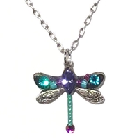 Firefly Dragonfly Pendant with Crystals- Teal