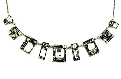 Firefly Necklace-Geometric Large Square-Black & White