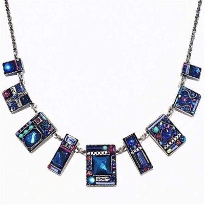 Firefly Necklace-Geometric Large Square- Bermuda Blue