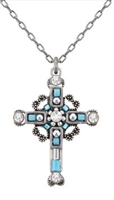 Firefly Mosaic Inlay Cross Necklace-Ice