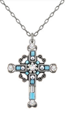 Firefly Mosaic Inlay Cross Necklace-Ice