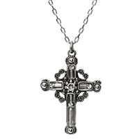 Firefly Mosaic Inlay Cross Necklace-Silver