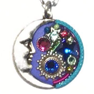 Firefly Necklace- Midnight Moon Pendant- Bermuda Blue
