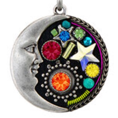 Firefly Necklace- Midnight Moon Pendant- Multi Color