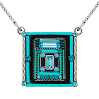 Firefly Necklace- Architectural Pendant- Turquoise