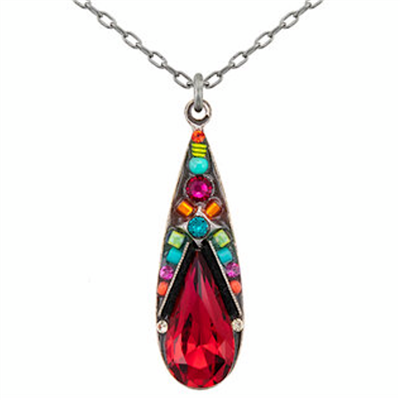 Firefly Necklace- Simple Camelia Pendant- Multi Color-Scarlet
