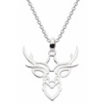 Sterling Silver â€œStag Head Outlineâ€ Necklace