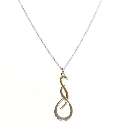 Sterling Silver & 18k Gold Filled Curved Pendant Neckace