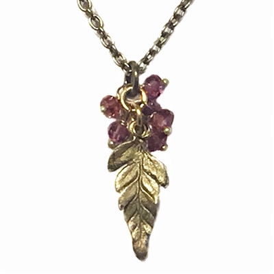 Delicate Fern Leaf Garnet Pendant