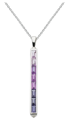 Sterling Silver Stick Necklace- "Manhattan" Amethyst & Iolite Ombre