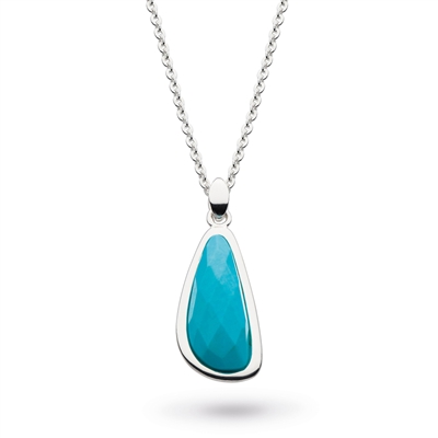 Sterling Silver Pendant -"Pebble" Faceted Turquoise