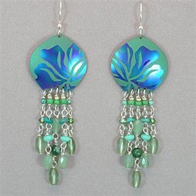 Holly Yashi Dangle Earrings- Daylily- Jade Green/Turquoise