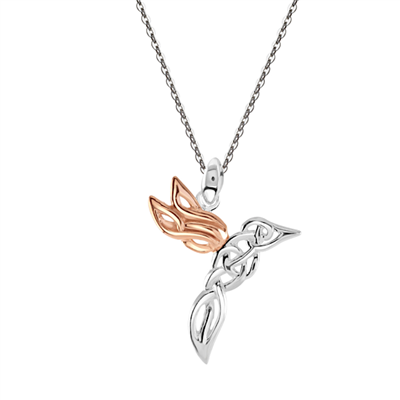 Heritage Celtic Creatures Hummingbird Rose Gold Plate Pendant