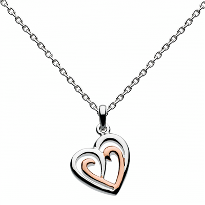 Dew Amena Rose Gold Plate Double Heart Pendant