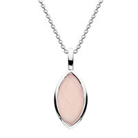Sterling Silver Pendant- Marquise Cut Pink Chalcedony