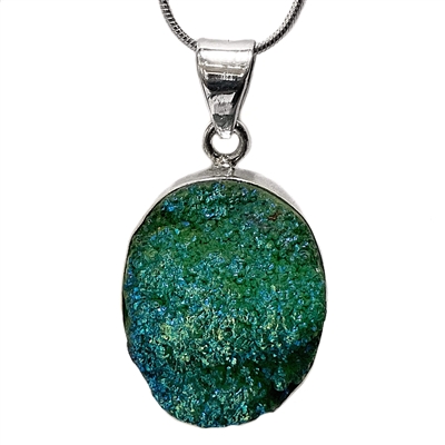 Sterling Silver Pendant- Titanium Druzy