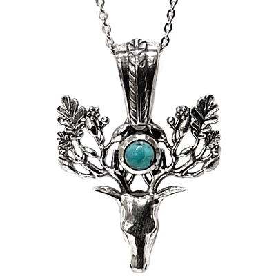 Stagâ€™s Head Sterling Silver Pendant with Mojave Turquoise