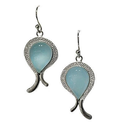 Sterling Silver Dangle Earrings- Blue Chalcedony