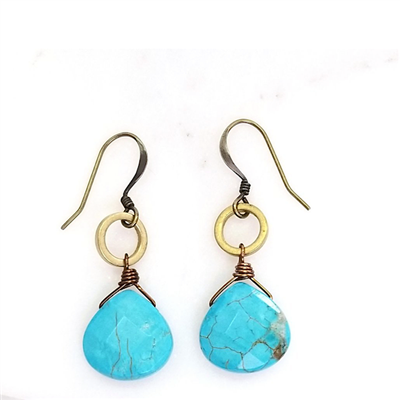 Circle Earrings- Blue Howlite