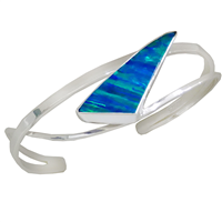 Sterling Silver Cuff Bracelet- Lab Created Opal