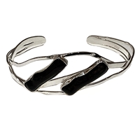 Sterling Silver Cuff Bracelet- Black Onyx