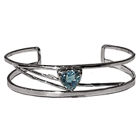 Sterling Silver Cuff Bracelet- Blue Topaz
