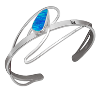 Sterling Silver Cuff Bracelet- Opal