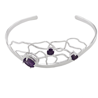 Sterling Silver Cuff Bracelet- Amethyst