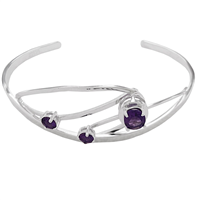 Sterling Silver Cuff Bracelet- Amethyst