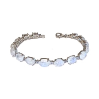 Sterling Silver Bracelet- Rainbow Moonstone & Tanzanite