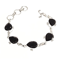 Sterling Silver Bracelet- Faceted Black Onyx