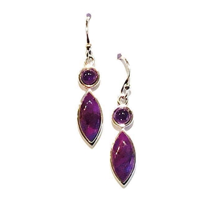Sterling Silver Purple Turquoise & Amethyst  Earring