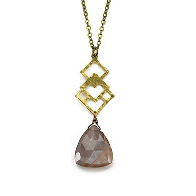 Coffee Moonstone Geometric Necklace