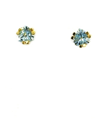 14k Gold Post Earrings-  Aquamarine