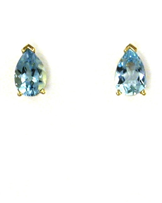 14k Gold Post Earrings-  Aquamarine