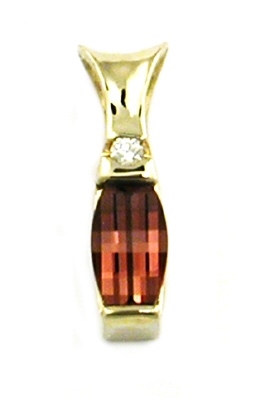 14k Gold Custom Pendant/Slide- Rhodolite Garnet & Diamond
